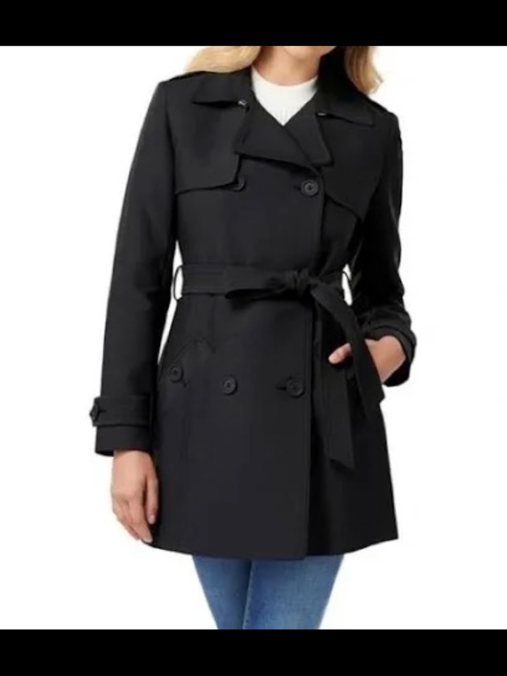 Ever New Women’s Black Hooded Trench Coat - Picture 2 of 3